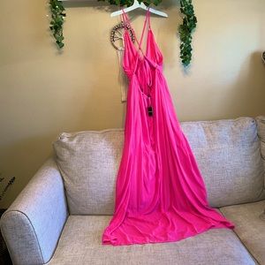 Hot Pink Long Sheer Spring/Summer Dress